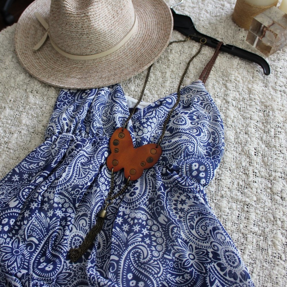 Ocean Drive Blue & White Babydoll Mini Sundress